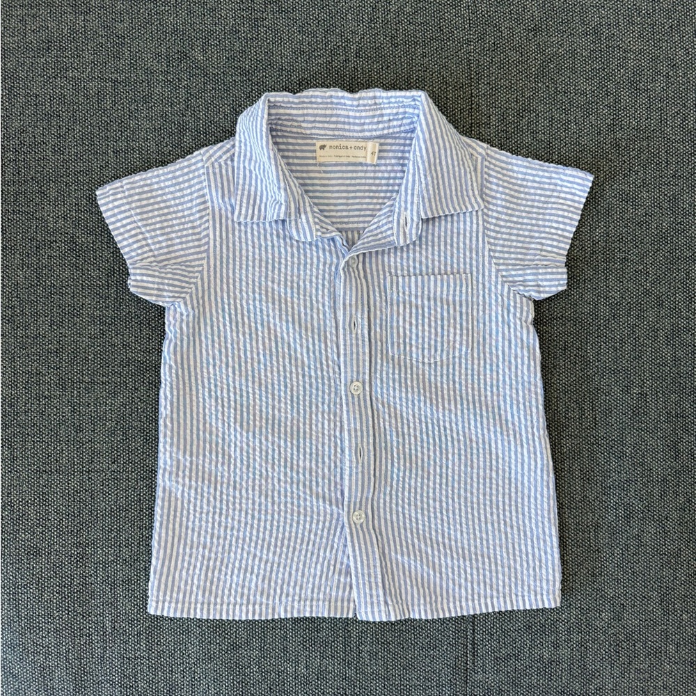Monica + Andy Toddler Boys Blue Striped Shirt